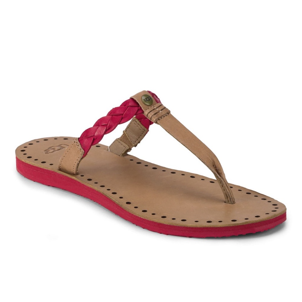 UGG Women's Bria Leather Flip Flops - Tomato Soup Red Women’s Size 9